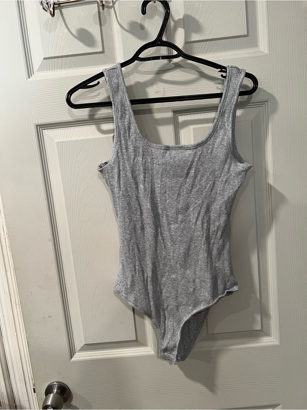 Grey Ribbed One-Piece Bodysuit